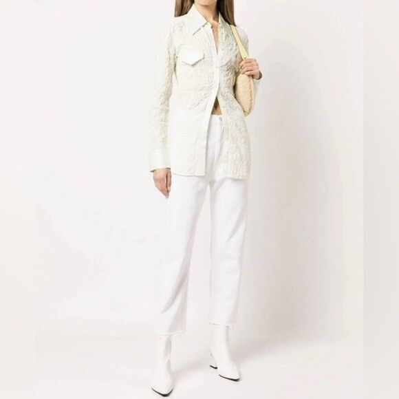 Agolde 90s Five-Pocket Cropped Straight Leg Jeans In White “Element “Sz 29 NWT - Picture 8 of 13